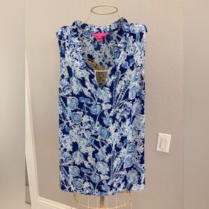 Lilly Pulitzer Amandine Pretty Peas Sleeveless Blouse Size XL